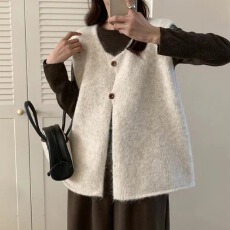 批发韩系简约百搭软糯慵懒风毛衣马甲女2026<b class='q'>秋</b>冬新款宽松叠穿针织背心