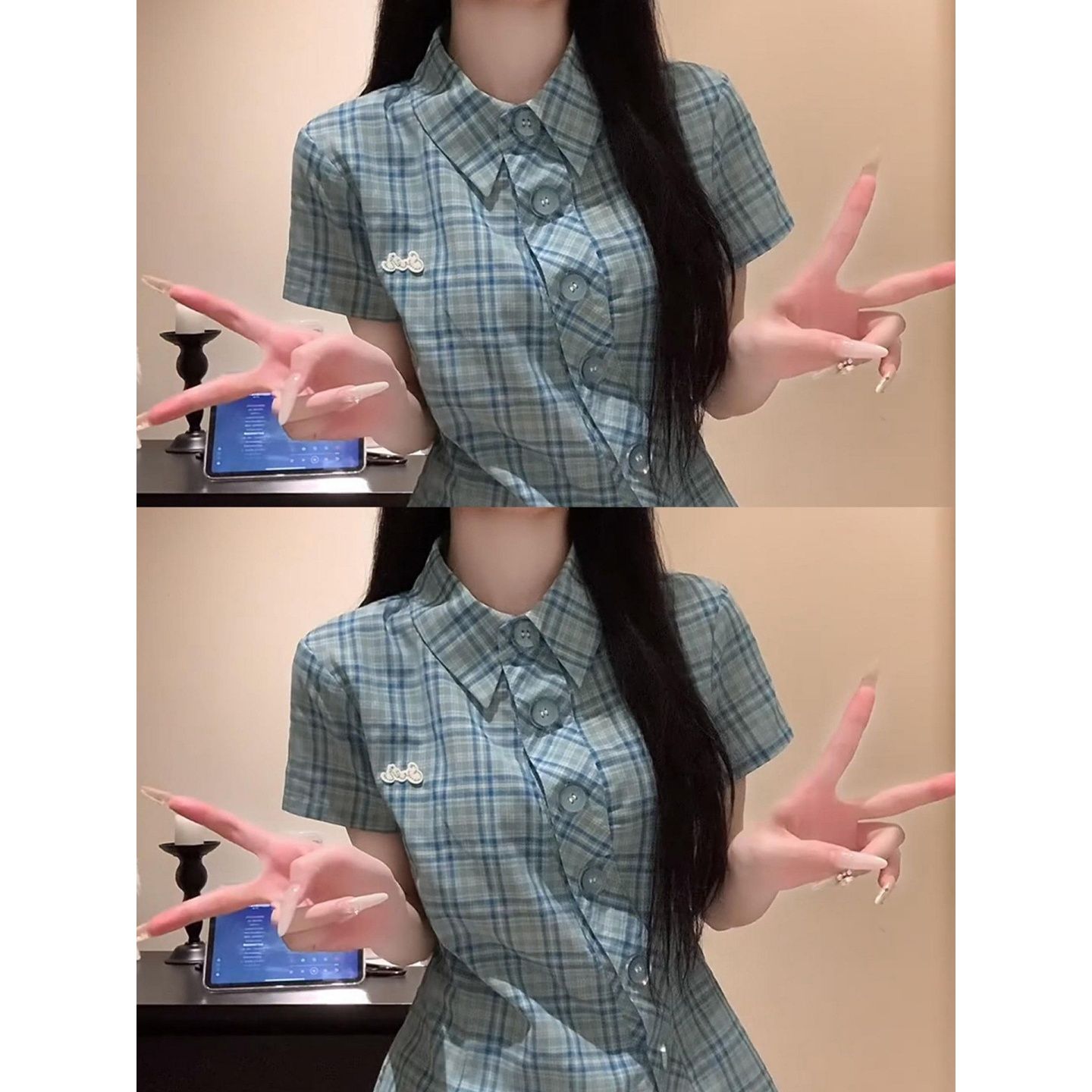 아메리칸 레트로 여름 패션 디자인 센스 슬림해 보이는 폴로 칼라 셔츠
