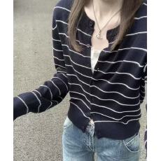 批发韩系休闲减龄学院风假两件短袖针织衫女春<b class='q'>秋</b>新款撞色显瘦百搭上衣