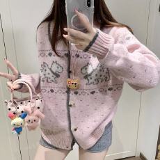 批发韩版软糯甜美提花长袖<b class='q'>针织</b>毛衣女巨好看的新款宽松显瘦<b class='q'>开衫</b>上衣潮