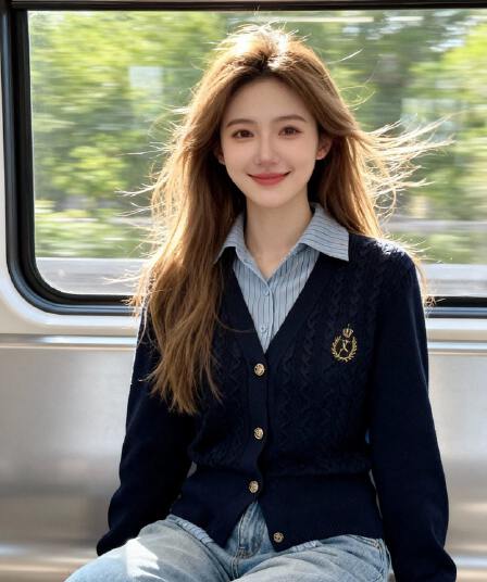 2026 년 새로운 페이크 레이어드 POLO 칼라 긴팔 니트 스웨터 여자 가을 학원 스타일 쇼트 스타일 오픈 가디건 맨위