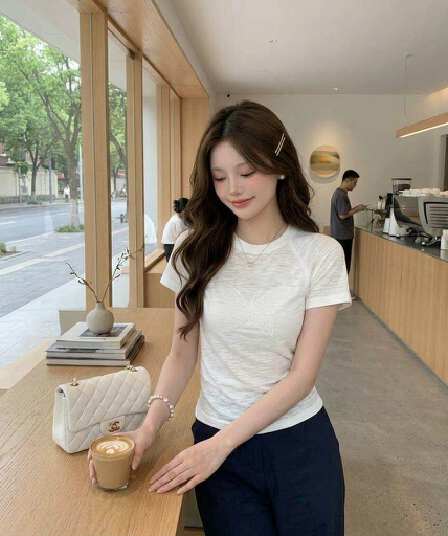 2026 한국 인기 화이트 라운드 넥 긍정적 인 어깨 나비 매듭 주름 허리 수축 티셔츠 여름 다용도 맨위