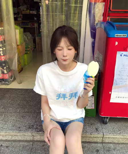 21 순면 210 그램 이후 패키지 칼라 여름 드레스 한 부서 반팔 티셔츠 여성 한국 스타일 루즈핏 빅 사이즈 프린트