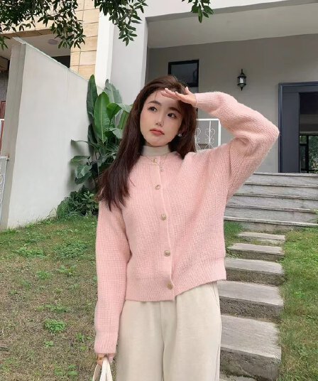 새로운 부드러운 바람 플리스 플러시 부드러운 찹쌀 스웨터 코트 가을 겨울 다용도 루즈핏 니트 맨위 여성