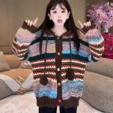 批发洋气减龄宽松针织开衫今年流行的爆款女装新款毛衣巨好看长袖外套