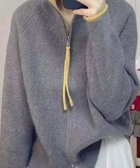 봄 가을 새로운 빅 사이즈 루즈핏 연령 감소 니트 지퍼 오픈 가디건 스웨터 중청년 패션 캐주얼 슬림해 보이는 맨위 여성