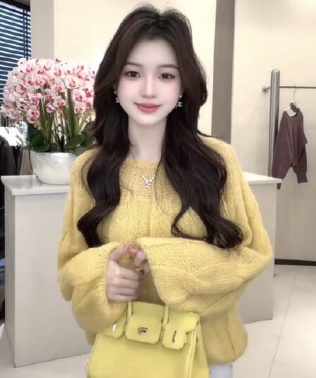 2026 년 봄 새로운 라운드 넥 꽈배기 분위기 센스 스웨터 니트 홀로우 아웃 스웨터 여자
