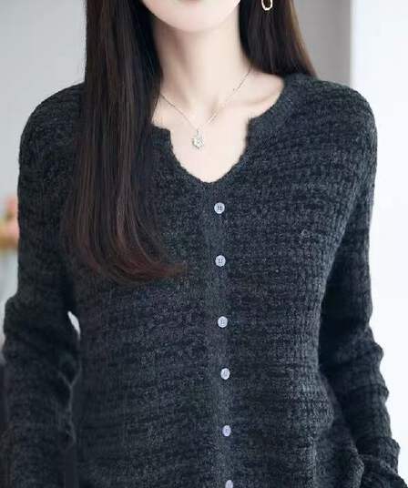 작은 샤넬 스타일 단추 스웨터 여자 이른 가을 새로운 외출용 루즈핏 고급 센스 한 부서 V넥 인사이드 가져 가라. 기본 셔츠