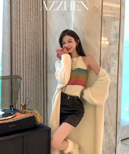 스웨터 카디건 코트 조끼 배색 투피스 세트 세트