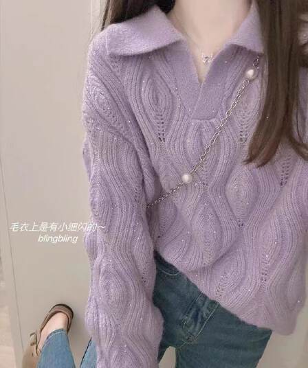 가을 도파민 착용 가져 가라. 품격 연령 감소 빛 요리 한 느긋한 바람 고급 센스 Chic 스웨터