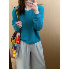 批发慵懒冰丝薄款针织衫女套头宽松夏季短款长袖防晒空调罩衫凉感<b class='q'>上衣</b>