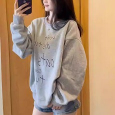 批发华棉复合-薄款310g加绒400g 秋冬装圆领卫衣女印花