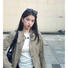 批发韩版复古做旧立领短款牛仔外套女春<b class='q'>秋</b>季新款修身显瘦正肩夹克上衣