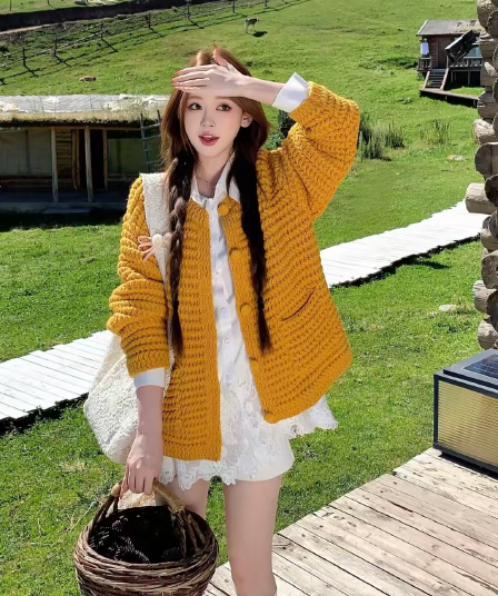 높은 품질 센 부서 레트로 스웨터 오픈 가디건 2026 가을 새로운 루즈핏 느긋한 바람 외부 가져 가라. 니트 재킷 맨위