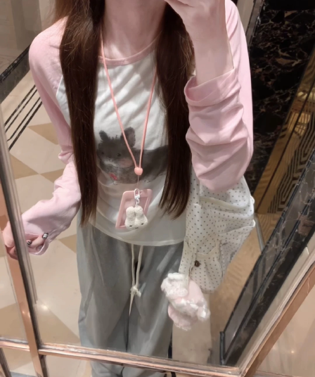 일괄 처리 눈꽃 면 165 그램 긴팔 티셔츠 여성