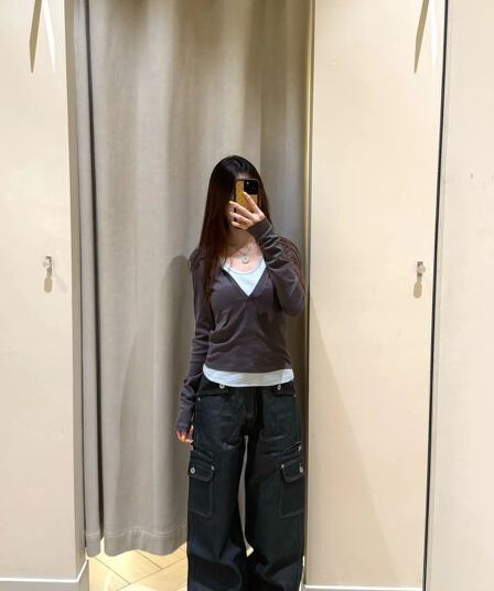 1 1 인 면 260 그램 긴팔 티셔츠 여성