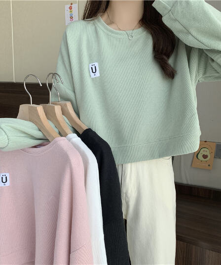 후아 면 쇼트 스타일 후드티 여성 봄 가을 얇은 스타일 맨위