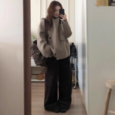 批发有内衬大翻领呢子大衣女2026秋冬毛呢外套小个子<b class='q'>赫本</b><b class='q'>风</b>高级感
