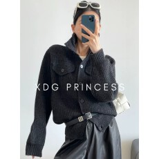 批发针织开衫女秋冬宽松加厚百搭老钱<b class='q'>风</b>毛衣外套
