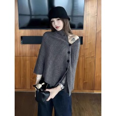 批发不减价<b class='q'>不规则</b>侧扣露肩针织外套女秋季绵羊毛内搭高领无袖背心套装