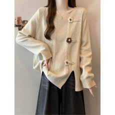 批发针织毛衣女2026秋季新款胖mm<b class='q'>大码</b>显瘦开叉上衣<b class='q'>打底衫</b>