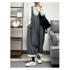 批发xianhuo春夏装款港风连体裤袋鼠兜松垮垮<b class='q'>卫衣</b>棉掉裆哈伦裤背带裤