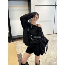 批发斜领毛衣短裤套装2025<b class='q'>秋</b>时尚穿搭两件套气质灰色复古针织套头外套