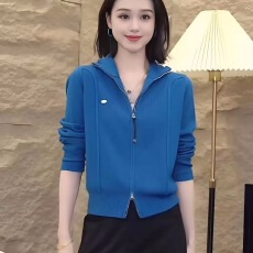 双拉链高领长袖针织衫女2025新款春秋毛衣开衫超好看上衣