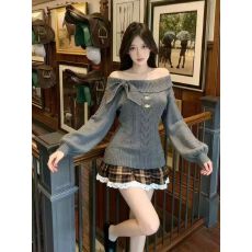 批发红色圣诞毛衣女款2025<b class='q'>新款</b>冬季慵懒宽松软糯短款内搭女士针织上衣