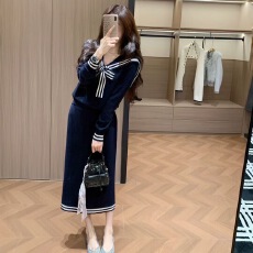 批发新款设计感小众学院风<b class='q'>海军</b>领JK<b class='q'>制服</b>长袖针织开衫上衣半裙套装女
