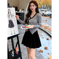 批发不规则V领针织衫女春秋收腰<b class='q'>修身</b>打底开衫复古小香风毛衣外套上衣