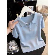 批发2026夏季新款<b class='q'>女</b>士甜美风韩系Polo领短袖T恤针织衫今年流行的上衣