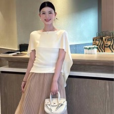 批发极简老钱风气质针织衫女2026年新款高级百搭小众短袖上衣