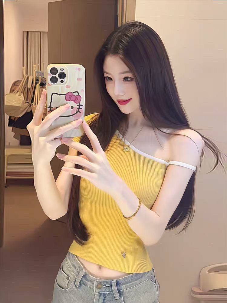핫걸 몸매 가꾸기 Chic 슬립 반팔 티셔츠 여름 새로운 작은 키 다용도 디자인 쇼트 스타일 맨위