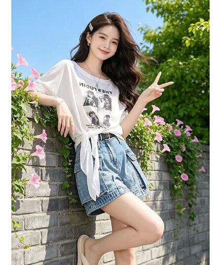 자외선 차단 블라우스 여성 얇은 스타일 여름 2026 새로운 느긋한 바람 해변가 착용 가져 가라. 프린트 루즈핏 화이트 긴팔 티셔츠