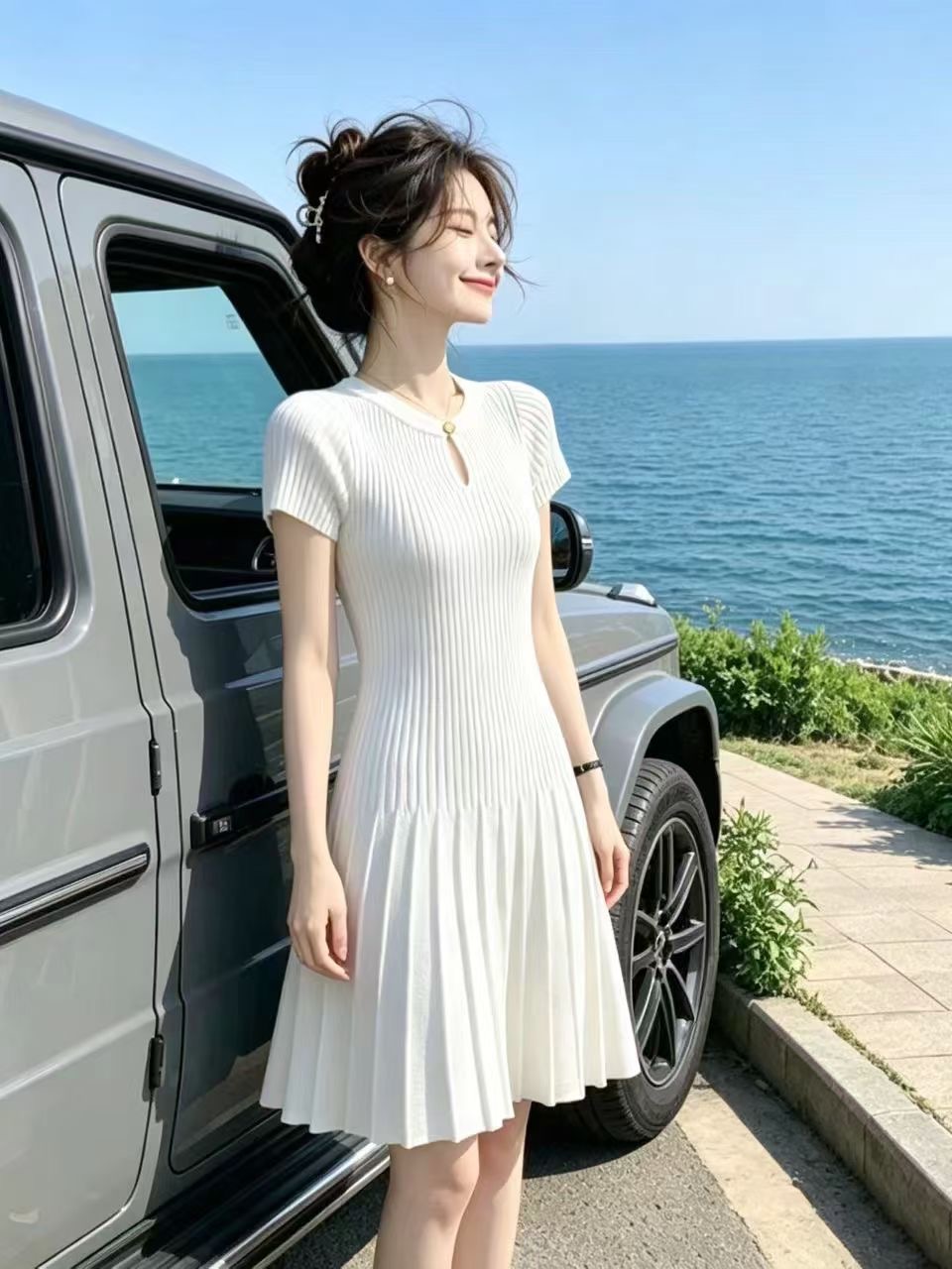 2026 여름 새로운 한국 스타일 패션 품격 명문 여성 바람 연령 감소 슬림해 보이는 작은 샤넬 스타일 ol 드레스