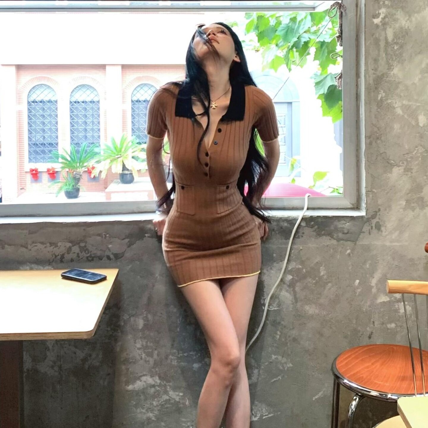 한 부서 섹시함 바람 배색 폴로 칼라 반팔 니트 여성 드레스 여름 몸매 가꾸기 인사이드 가져 가라. 슬림해 보이는 ol 타이트 스커트