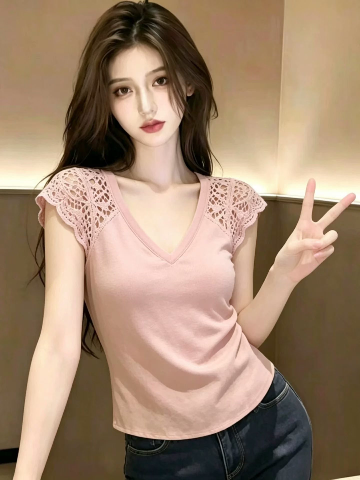프랑스식 레이스 조각 회색 민소매 캐미솔 2026 여름 알파벳 프린트 벨트 가슴 패드 의류 작은 대중