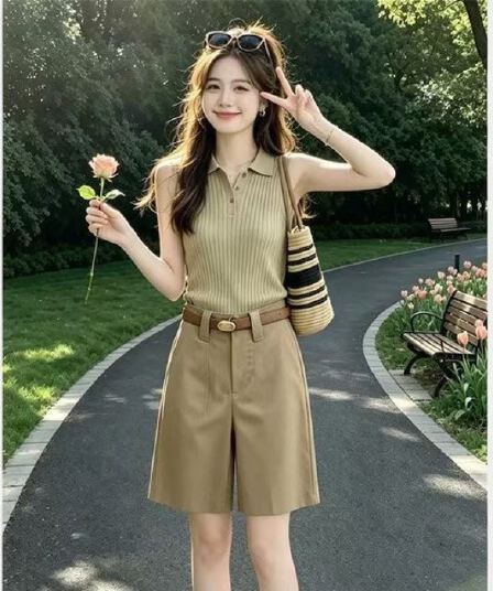 한 부서 자이언트 잘 생긴 2026 새로운 카키 색 민소매 맨위 여성 여름