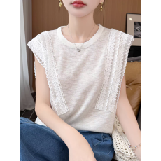 批发2026新款提花镂空针织短袖<b class='q'>t</b><b class='q'>恤</b>女夏季薄款冰丝针织衫大码女装上衣