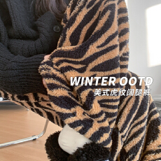 批发实拍虎纹辣妹慵懒<b class='q'>休闲裤</b><b class='q'>女</b>秋冬保暖宽松高腰垂感显瘦两穿阔腿<b class='q'>长裤</b>