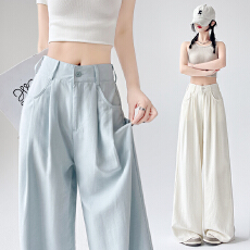 批发实拍2026春季百搭<b class='q'>糖果</b><b class='q'>色</b>西装裤减龄轻薄显瘦高腰阔腿长裤女