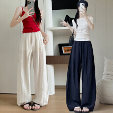 批发实拍2026早春<b class='q'>亚麻</b>天丝麻本显瘦宽松气球夏季减龄透气休闲长裤女
