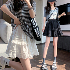 批发实拍全棉优质蕾丝超短辣妹韩版白色蛋糕公主高腰小白裙半身裙女