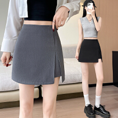 批发实拍2026春夏简约开叉西装<b class='q'>百搭</b>通勤A字包臀辣妹显瘦超短半身裙女