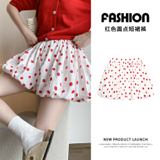 批发实拍波点短裙裤女夏季新款甜美宽松高腰A字韩系<b class='q'>休闲</b>百搭花苞<b class='q'>短裤</b>