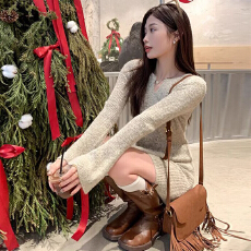 批发秋冬新款小个子<b class='q'>连衣裙</b>子女内搭打底毛衣裙高级感纯欲针织包臀裙潮