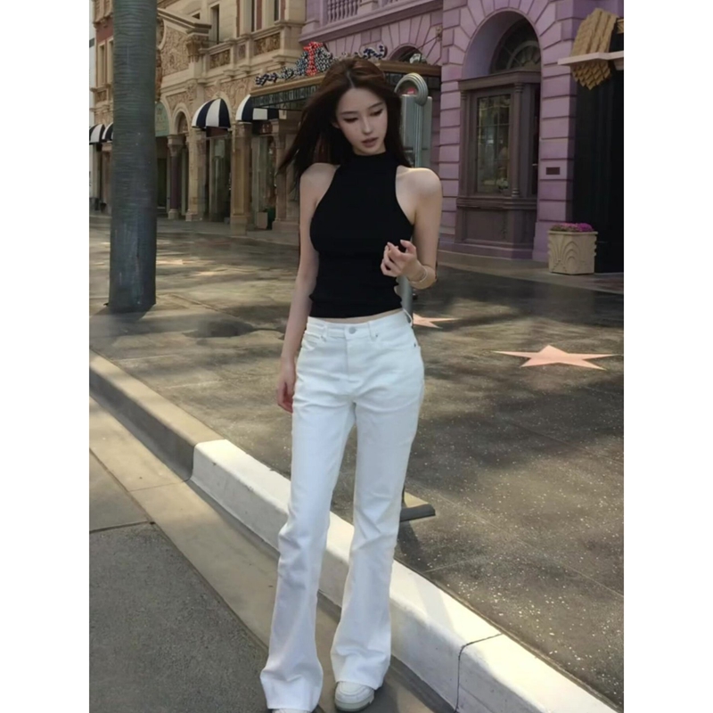 검정색 반하이넥 니트 캐미솔 여름 외출용 인사이드 가져 가라. 아메리칸 핫걸 몸매 가꾸기 쇼트 스타일 민소매 맨위