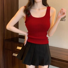 批发红色吊带背心女内搭西装夏遮副乳外穿防走光无袖打底冰丝针织上衣