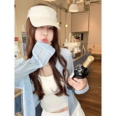 批发韩系蓝色镂空针织<b class='q'>开衫</b>女夏季薄款配吊带裙小外搭罩衫短款外套上衣